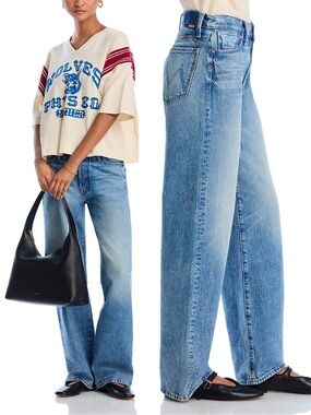 MOTHER The Dodger Button Sneak Jeans Wipeout Blue Size 25 EUC